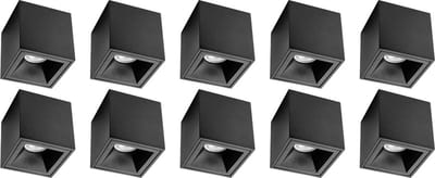 Opbouwspot 10 Pack - Proma Cliron Pro - GU10 Fitting - Opbouw Vierkant - Mat Zwart - Aluminium - Verdiept - Ø90mm