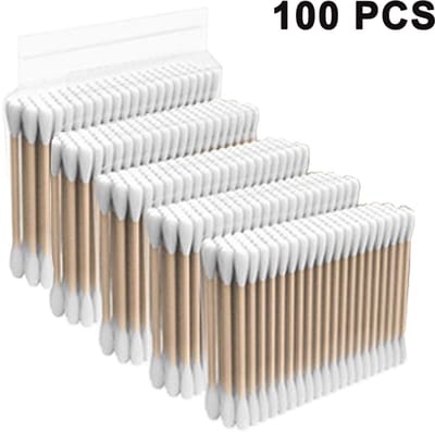 Bamboe Wattenstaafjes - Composteerbare Oorstokjes - Milieuvriendelijke Make-up Swabs - Oogreiniging & Verzorging - Voor Iedereen - Hout - 100 Stuks
