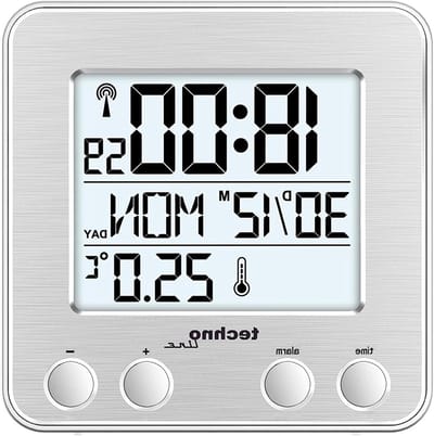 Radio Wekker - Digitale Klok - Wakker Worden - Radio Gestuurd - 7.9 x 7.9 cm - Zwart