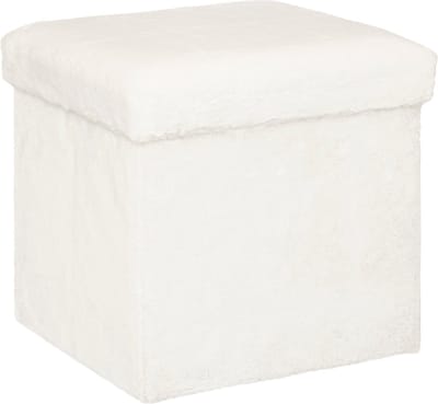 Atmosphera Ezzio Poef - Pluche extra zacht - Wit - 38 x 38 xm