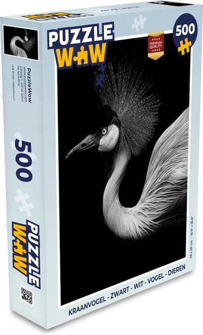 Puzzel Kraanvogel - Zwart - Wit - Vogel - Dieren - Legpuzzel - Puzzel 500 stukjes