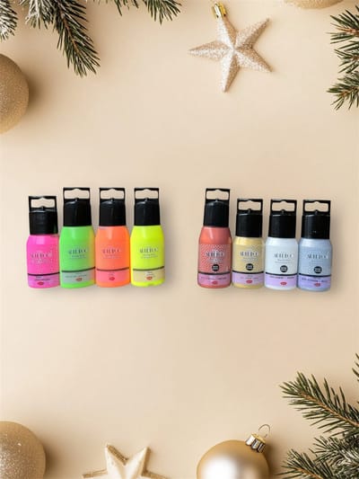 Artdeco Metallic - Neon Dimensional Paint Set 8 x 50 ml, Set van 8, Relief Paint, Dimensional Fabric Paint, 3D Liner - 3D Verf - 3D Paint, Textuurschilderen, Reliëf Schilderen, Stof, Glas, Keramiek, Karton, Metaal, Papier, Steen - 8 x 50 ml