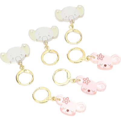6 Stuks Vergrendelende Breinaalden Markeringen Plastic Schattig Dierlijk Patroon Open Steken Markeringen voor Naaien Borduren Breien beige