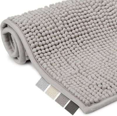 Badmat Anti-Slip Lichtgrijs 70x120cm - WC Tapijt Pluizige Vloermat of Antislipmat voor Douche Toilet of Badkamer - Geschikt voor Vloerverwarming