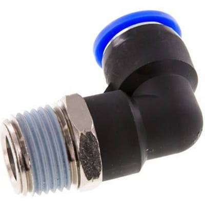 1/2'' x 1/2'' NPT 90 graden L-verbinding Messing/PBT Insteekfitting Buitendraad Draaibaar NBR [2 Stuks]