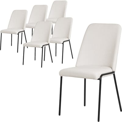 Eetkamerstoelen set van 6 beige met rugleuning, gestoffeerde stoelen voor eetkamer & keuken ML-Design