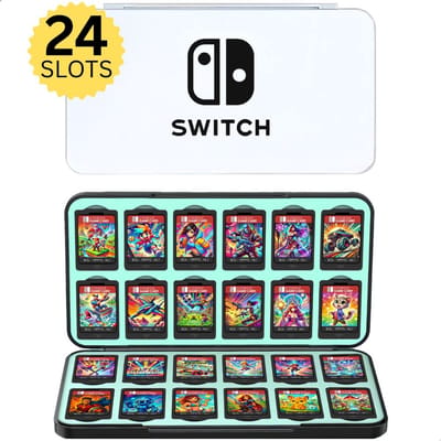 Xainy – Card case wit geschikt voor Nintendo Switch & Switch 2 games | Switch-games accessoires | Spellen game houder | Opberg travel box / opbergbox voor OLED / Lite consoles | Beschermhoes voor 24 card slots
