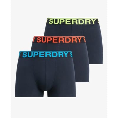 Superdry TRUNK TRIPLE PACK Heren Onderbroek - Eclipse Navy/Neon - Maat S
