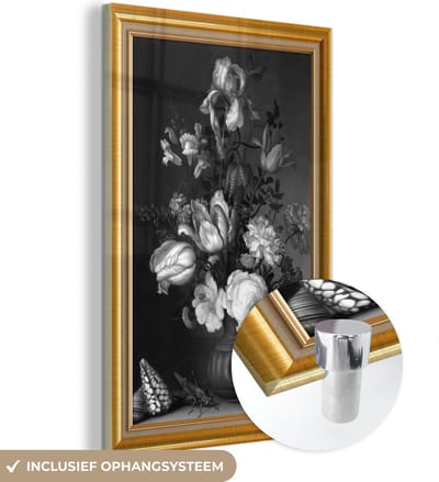 MuchoWow® Glasschilderij 40x60 cm - Schilderij acrylglas - Oude meesters - Kunst - Lijst - Goud - Foto op glas - Schilderijen