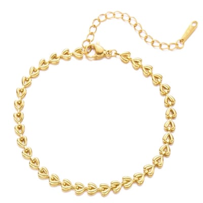 Armband-RVS-hart-goudkleurig-17+5cm-Charme Bijoux