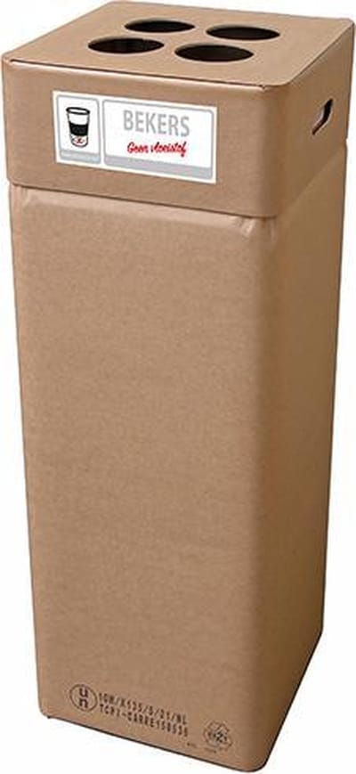 Afvalbak karton, Afvalbox bekers zonder opvangsyst. (hoog 97 cm herbruikbaar)