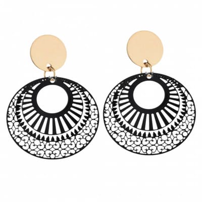 Clip oorbellen- zwart- filigraan- goudkleurig- geen gaatje- Charme Bijoux