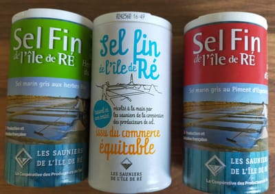 Set fijn zout 3 x 125g, fijn zout naturel, fijn zout met Espelette peper en fijn zout met bio kruiden - Les Sainiers de l'Ile de Ré
