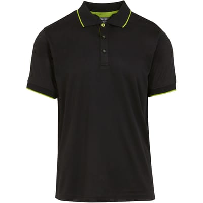 Regatta Heren Navigate Poloshirt met Korte Mouwen (Zwart/Lijkgroen)