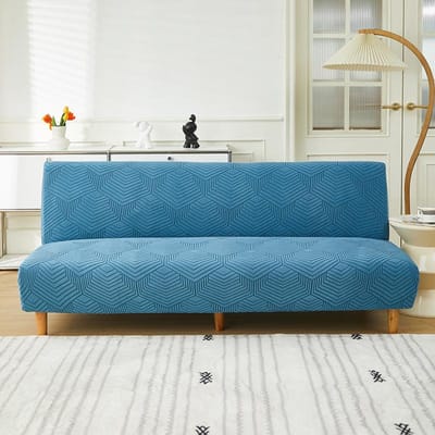 Quatre saisons universel nouveau couleur unie élastique sans accoudoirs housse de canapé-lit pliable jacquard tridimensionnel housse de canapé s-sofa bed cover gray