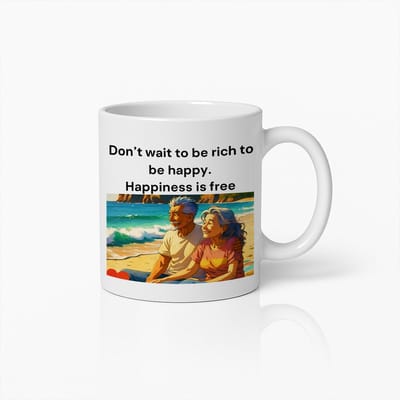 Inspirerende Quote Mok 330ml – “Geluk is Gratis” Koffiebeker Cadeau voor Positiviteit & Motivatie