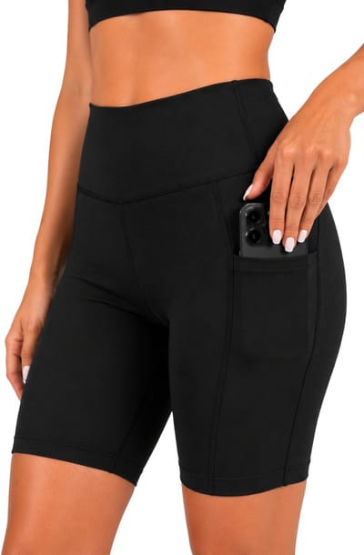 SparkNine Softflow korte sportbroek - met zakken - zachte stof - S - zwart - dames short - half lang - fietsshort