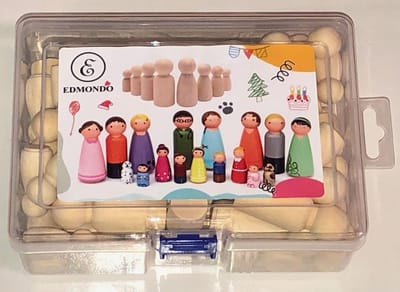 EDMONDO Peg dolls - 50 stuks - Blanco - Houten pionnen - Houten poppetjes - Decoratie - Knutselen Meisjes en Jongens - Knutselpakket - Home Deco - Kegelpoppetjes - Creatief - Houten mensen - Poppenhuis - Inclusief Opbergdoos