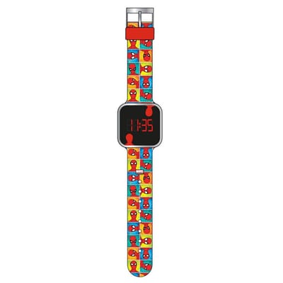 Spider-Man LED horloge – digitaal kinderhorloge met siliconen band – Marvel design (asorti 1 kleur/stuks geleverd)