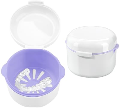 Dailygoods- Opbergdoos voor tandheelkundige apparaten - Draagbare tandenhouder - Siliconen - Compact ontwerp - Afneembare mand - Optimale mondhygiëne