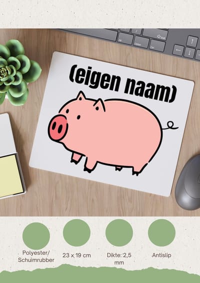 Akyol - varken met eigen naam Muismat - Varken - boeren/varken liefhebbers - iemand die houdt van varkens - verjaardag - cadeau - kado - geschenk - 23 bij 19 cm