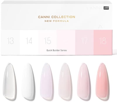 Canni BIAB Set Q1 - 54 ml (6x 9 ml) - BIAB Pakket - Nude - Roze - Lila - Wit - Builder Gel - BIAB Nagellak - Builder in a Bottle - BIAB Nagel Builder - BIAB Kleuren - Canni BIAB
