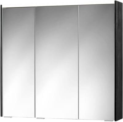 Spiegelkast met LED-verlichting - Badkamerkast Spiegel - Badkamer Organisatie - Geïntegreerd Stopcontact - 80 cm breed - Donker Houtdecor