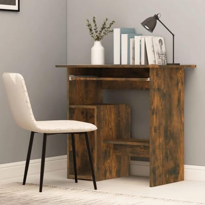 Bureau Met Kast - Werktafel PC - Thuiswerken Organiseren - Veel Opbergruimte - 80 x 45 cm - Eiken Rookgrijs