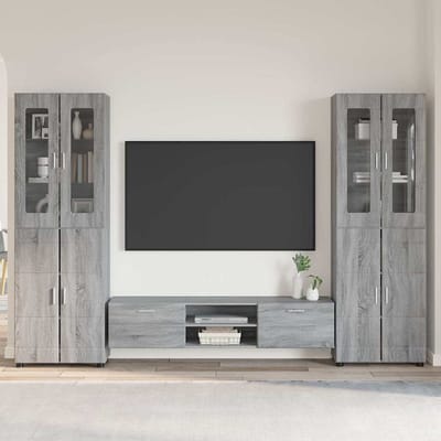 vidaXL - Tv-meubelset - FLORIN - 3 - st - Grijs - Sonoma - Bewerkt - hout