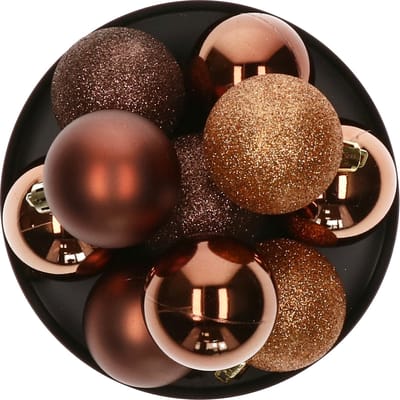 Atmosphera kerstballen - 5x stuks - brons - kunststof - 5 cm