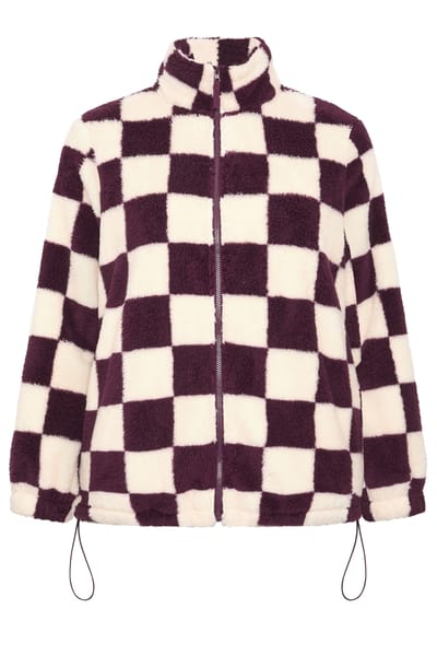 Yours Bordeauxrode Geruite Fleece Met Ritssluiting Size 42