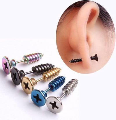 Akyol - Schroef oorbellen - oorbellen dames - oorbellen zilverkleurig- oorbellen heren - oorbellen dames - leuke oorbellen - oorbellen cadeau - meisje - grappige oorbellen - verjaardagscadeau oorbellen