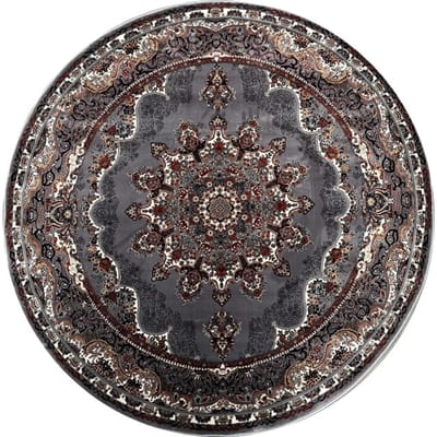 Isfahan Oosters Vloerkleed Nain - Laagpolig - Klassiek Vintage Tapijt - Rond - Grijs / Multi- 250 CM Ø