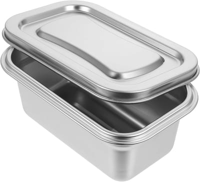 Stackbare metalen snackhouder voor ijs en voedsel, met deksel - RVS vriesbox voor vers voedsel en snacks