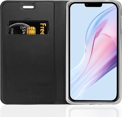 Cadorabo Hoesje geschikt voor Apple iPhone 13 PRO in CLASSY ZWART - Beschermhoes met magnetische sluiting, standfunctie en kaartvakje Book Case Cover Etui