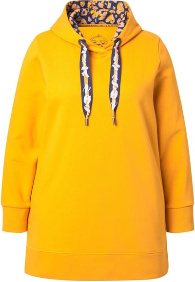 Laurasøn - Dames - Lang sweatshirt capuchon lange mouw OEKO-TEX - Currygeel - Maat 44+