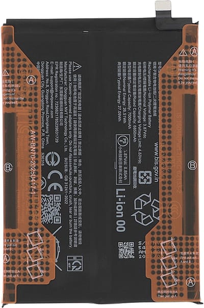Xiaomi, Vervangende Batterij Service Pack voor Redmi 15 5G Li-Polymer 3.87V 7000mAh, Zwart