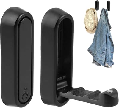 Set van 2 Ingebouwde Vouwhaken voor Muurbevestiging, Ruimtebesparende Haak voor Kleding, Verstevigde Zinklegering, Ideaal voor Jassen en Accessoires, 90 Graden Wandhouder