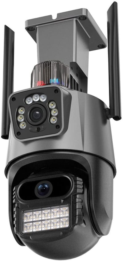 OmGoods - Dailygoody - Beveiligingscamera - Dual Screen Wifi Beveiligingscamera 400W - IP66 Waterdicht - Nachtvisie - Bewegingsdetectie - Geschikt voor Buiten -...