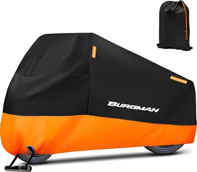E-shop4u® - Motorhoes - Waterdicht - Outdoor Regen Protector Covers - UV Bescherming - Burgman 400/650/125 - L for 180-200cm - Oranje Met Logo