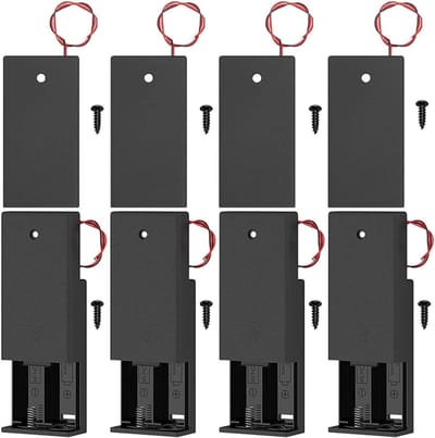 Batterijhouder met Schakelaar - Batterijbox AA - Elektronica Reparatie - Met Aan/Uit Schakelaar - 8 Stuks - Zwart
