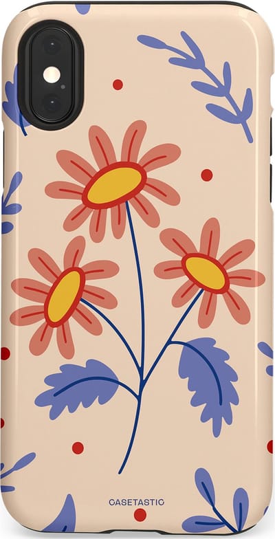 Casetastic hoesje geschikt voor Apple iPhone X / Apple iPhone XS - Dubbellaagse bescherming - Perzikbloem trio - Fashion Case - Lavendel Perzik Zand