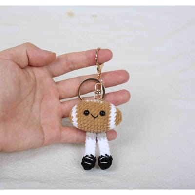 Sport Serie Haak sleutelhangers Voor Cadeaus Handgemaakt Gebreide Tennispop Sleutelhanger Kawaii Honkbalpop Sleutelhanger Op Maat Gemaakte Accessoires brown