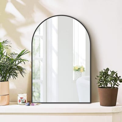 Ronde Wandspiegel met Zwart Metalen Frame voor Badkamer en Woonkamer