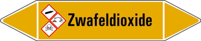 Zwaveldioxide leidingmarkering op vel 126 x 26 mm - 5 per vel