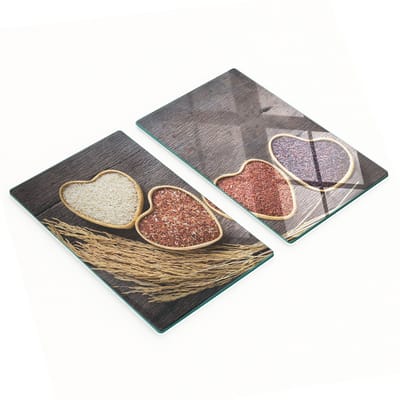 Decoratieve glazen serveerplanken voor snacks in de vorm van een rijsthart, 2x30x52 cm