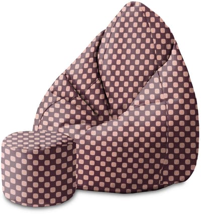 DreamRoots Velvet Zitzak voor Volwassenen – Luxe Beanbag met Voetsteun en Afneembare Hoes – Inclusief Vulling – 80x80x120 cm - Geometric Squares