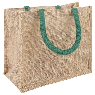 vidaXL - Jute - Handtassen - 10 - Natuurlijk - en - Groen - 26 - x - 22 - x - 14 - cm