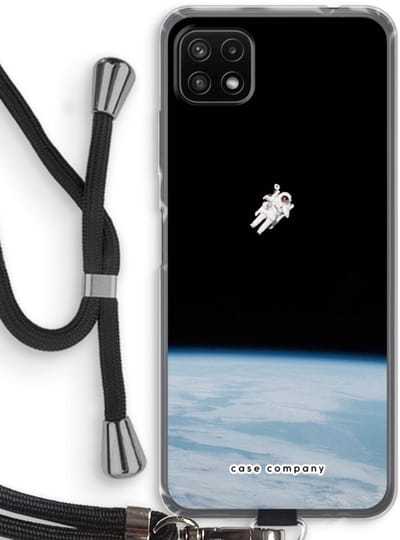 Case Company® - Hoesje met koord geschikt voor Samsung Galaxy A22 5G hoesje met Koord - Alone in Space - Telefoonhoesje met Zwart Koord - Bescherming aan alle Kanten en Over de Schermrand