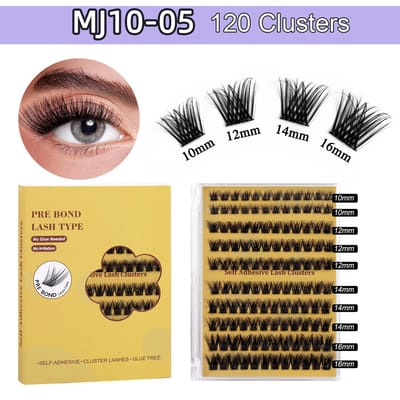 Ensemble de faux cils segmentés, kit de cils individuels, faux cils pré-collés, auto-adhésifs, sans colle MJ10-05